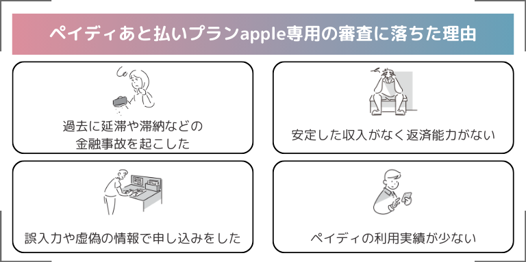 ペイディあと払いプランapple専用の審査に落ちた理由