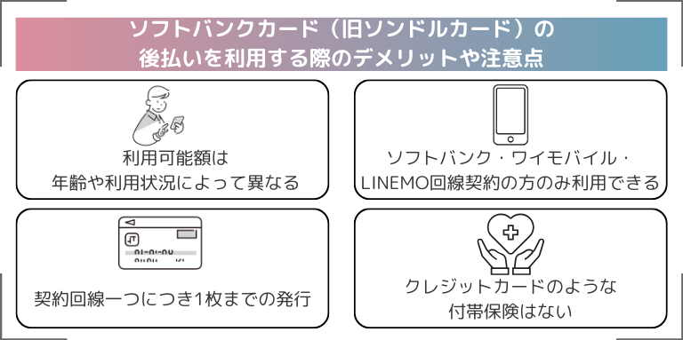 ソフトバンクカード（旧ソンドルカード）の後払いを利用する際のデメリットや注意点