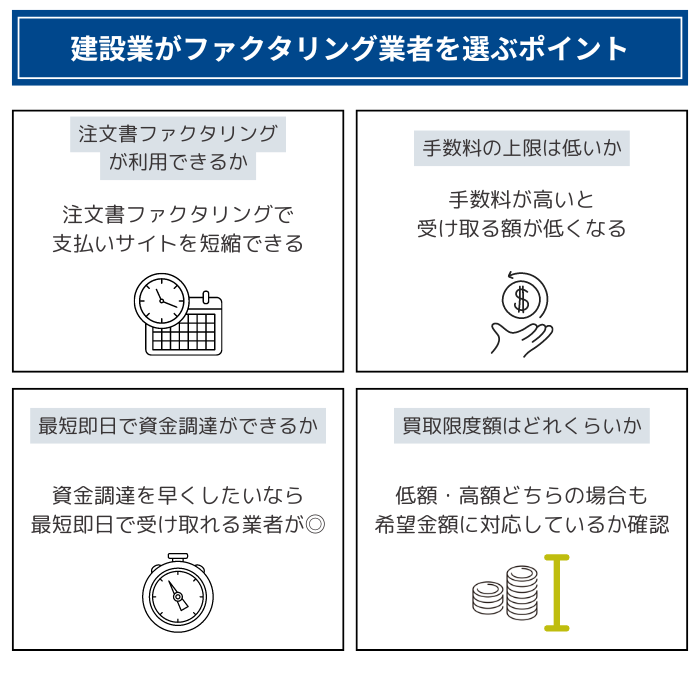 建設業がファクタリング業者を選ぶポイント