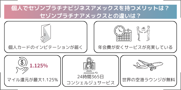 個人でセゾンプラチナビジネスアメックスを持つメリットは？セゾンプラチナアメックスとの違いは？