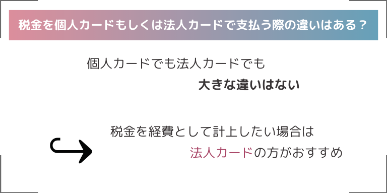 税金を個人カードもしくは法人カードで支払う際の違いはある？